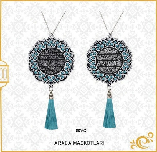 Ayetel Kürsi ve Sefer Duası Papatya Maskot Oto Süsü - (10 Adet)