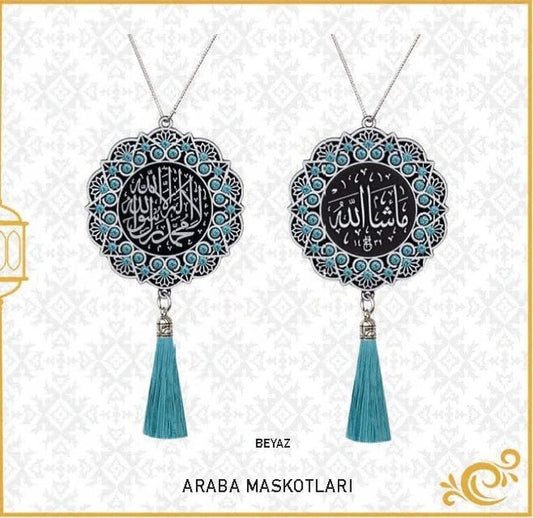 Maşallah ve Kelime-i Tevhid Papatya Maskot Oto Süsü - (10 Adet)