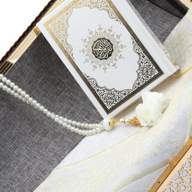 Hediyelik Seccade Kuran-ı Kerim Tesbih Sandık Set