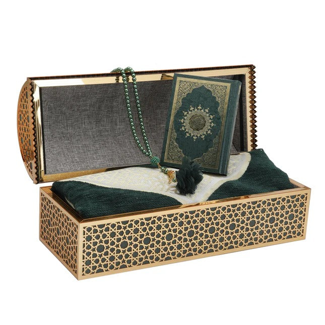 Hediyelik Seccade Kuran-ı Kerim Tesbih Sandık Set